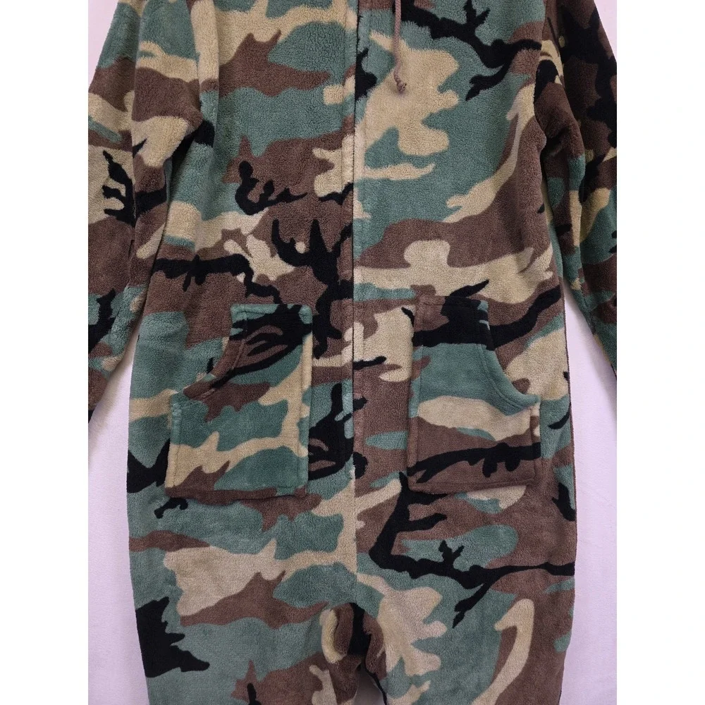 Alexander Del Rossa Fleece One Piece PJ Mens‎ Medium Camo Grunge Minimalist